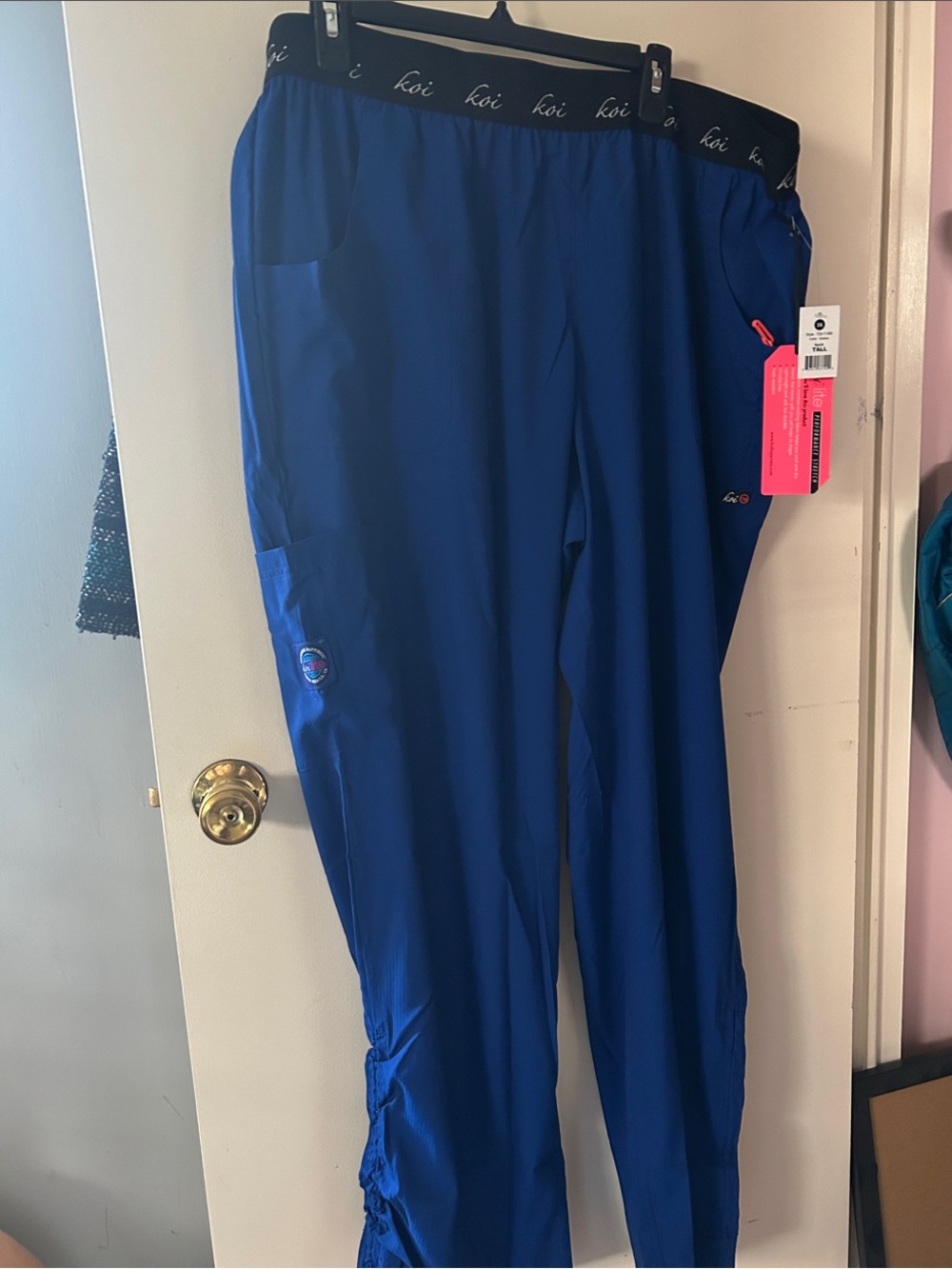 koi lite performance stretchRoyal Blue Scrub Pants with Logo Waistband